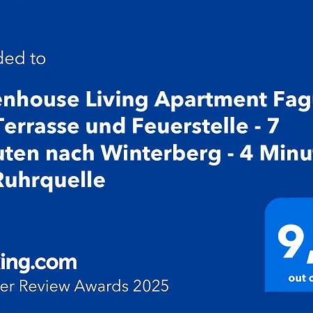 Greenhouse Living Fagus Mit Terrasse Und Feuerstelle - 6 Minuten Nach Winterberg - 4 Minuten Zur Ruhrquelle - Wandern - Mountainbike Fahren - Reisen Mit Hund & Geniessen Apartment